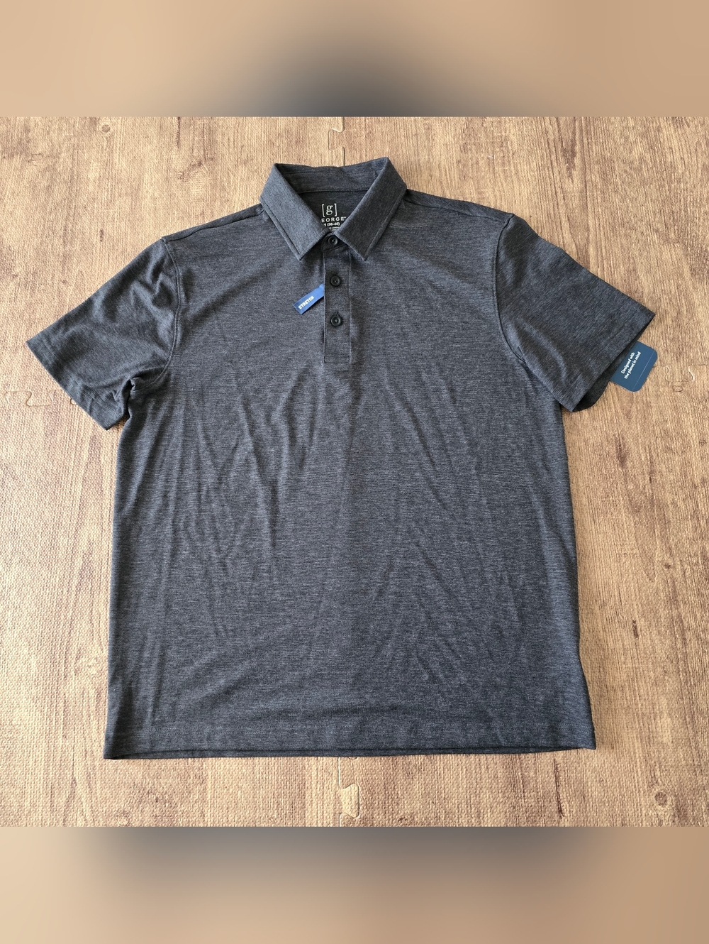 George Men’s  Polo Shirt Size Medium (38-40) Black Soot Heather Nwt